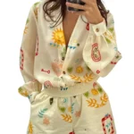 Women's Floral Print 2 Piece Set Off Shoulder Crop Top and Pants