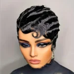 Short Finger Wave Wig Human Hair Pixie Cut for Women