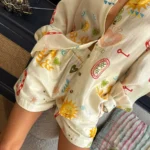 Women's Floral Print 2 Piece Set Off Shoulder Crop Top and Pants