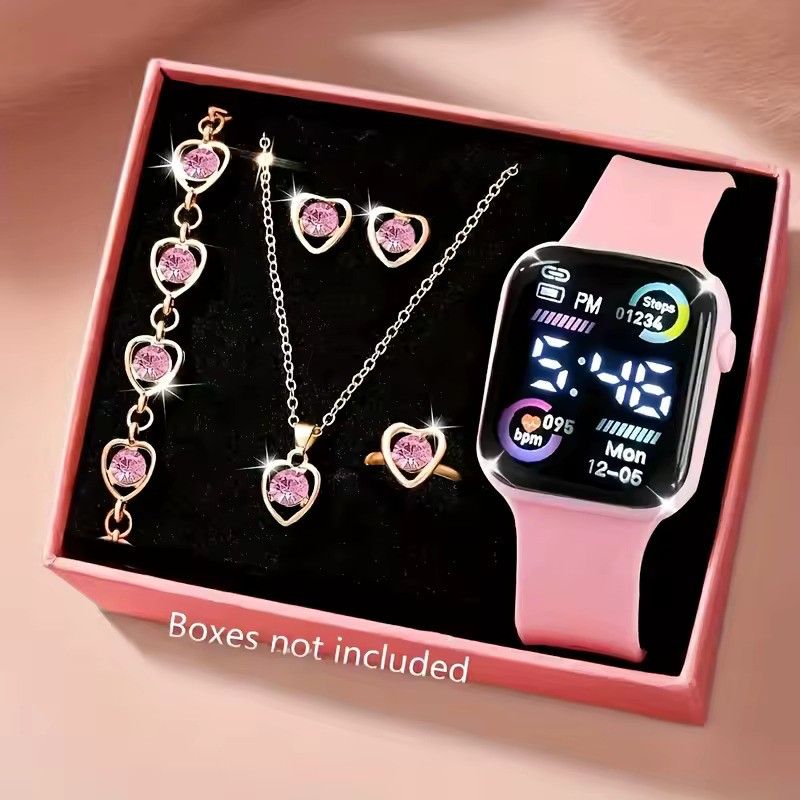 6-Piece Rhinestone Watch and Jewelry Set for Women_3