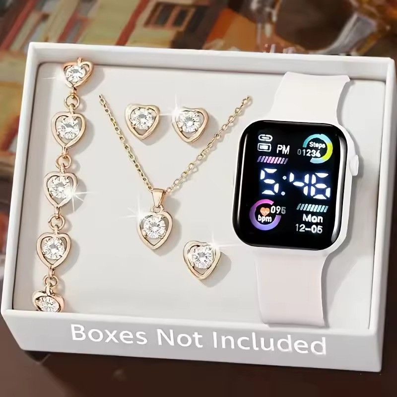 6-Piece Rhinestone Watch and Jewelry Set for Women_4