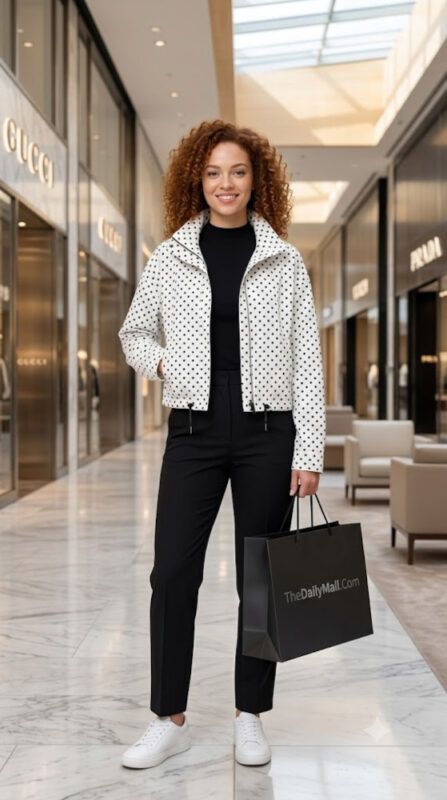 Bomber Jacket Polka Dot Oversized Zip Up Aviator Coat for Women 65 Bomber Jacket Polka Dot Oversized Zip Up Aviator Coat for Women