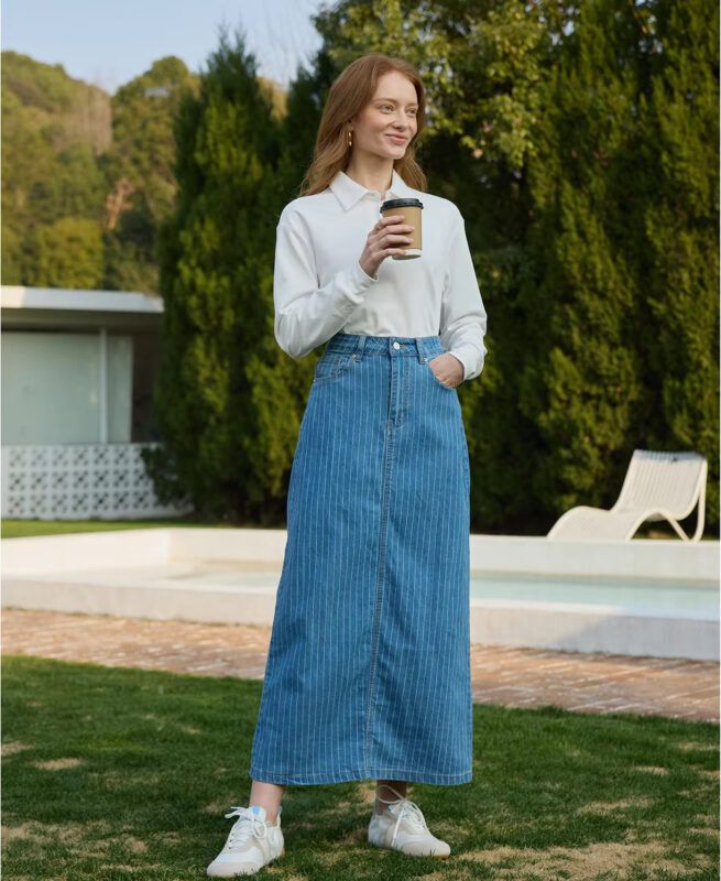 Denim Skirts for Women Elegant Cotton Denim Jean Skirt Casual Midi Style