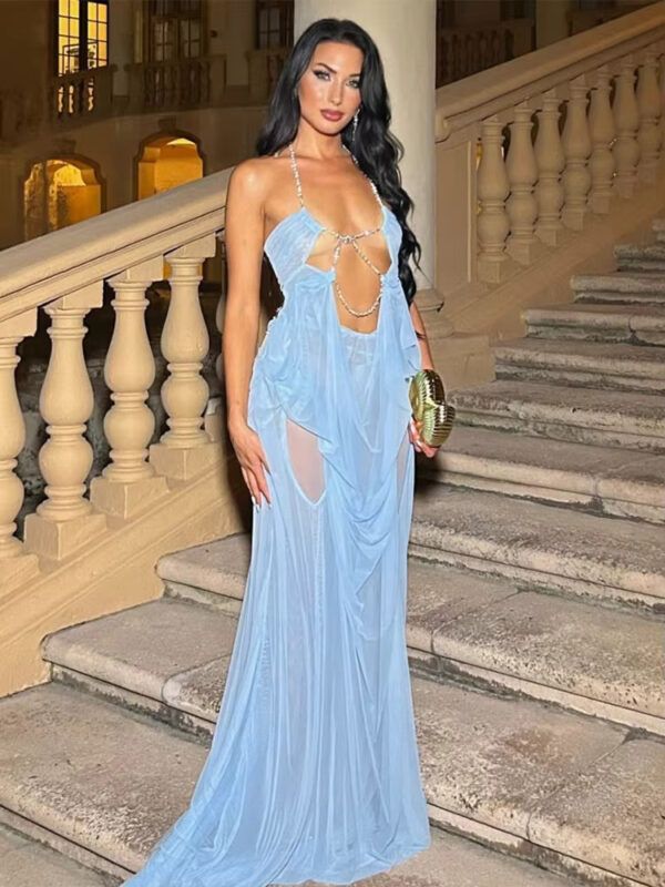 Party Dress Chain Halter Backless Cocktail Evening Style for Women 73 Party Dress Chain Halter Backless Cocktail Evening Style for Women