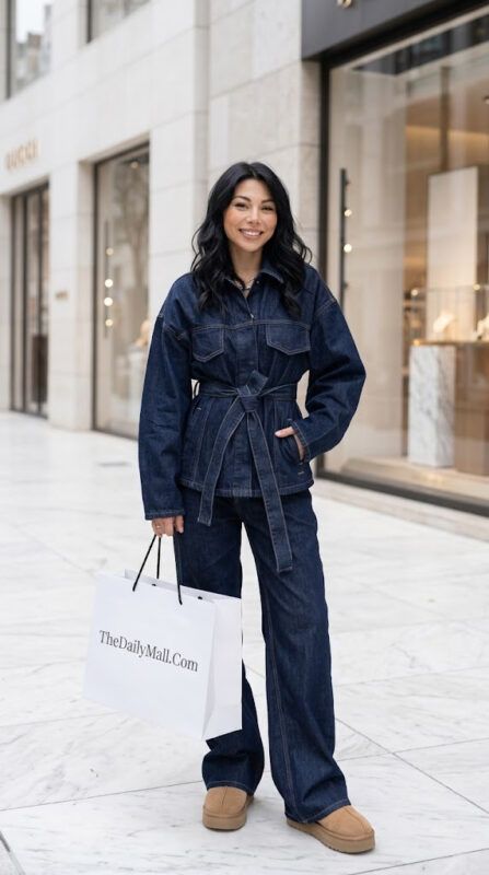 1990's Outfit Women's Denim Jacket Belted Jeans Set 108 1990's Outfit Women's Denim Jacket Belted Jeans Set