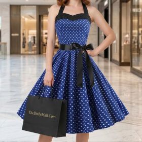 chic vintage homecoming dresses halter polka dot print