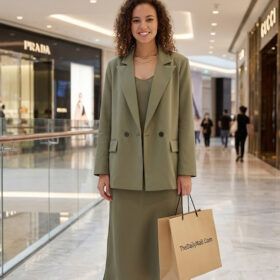 work clothes for women double breasted blazer office jacket with pockets