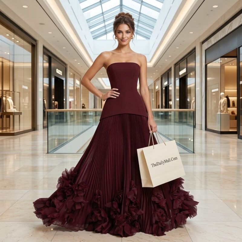 Captivating Strapless Evening Dress Corset Pleated Chiffon