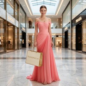 elegant chiffon fabric ruched dress off shoulder train aline