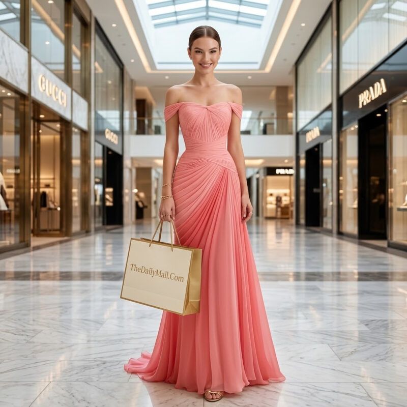 Elegant Chiffon Fabric Ruched Dress Off Shoulder Train ALine 97 Elegant Chiffon Fabric Ruched Dress Off Shoulder Train ALine