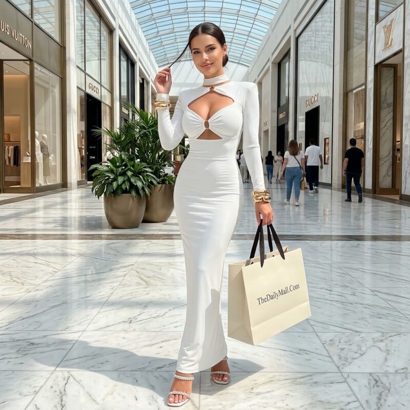 Enchanting Hollow Out Dress Turtleneck Sheath Sleeves Party 1 Enchanting Hollow Out Dress Turtleneck Sheath Sleeves Party
